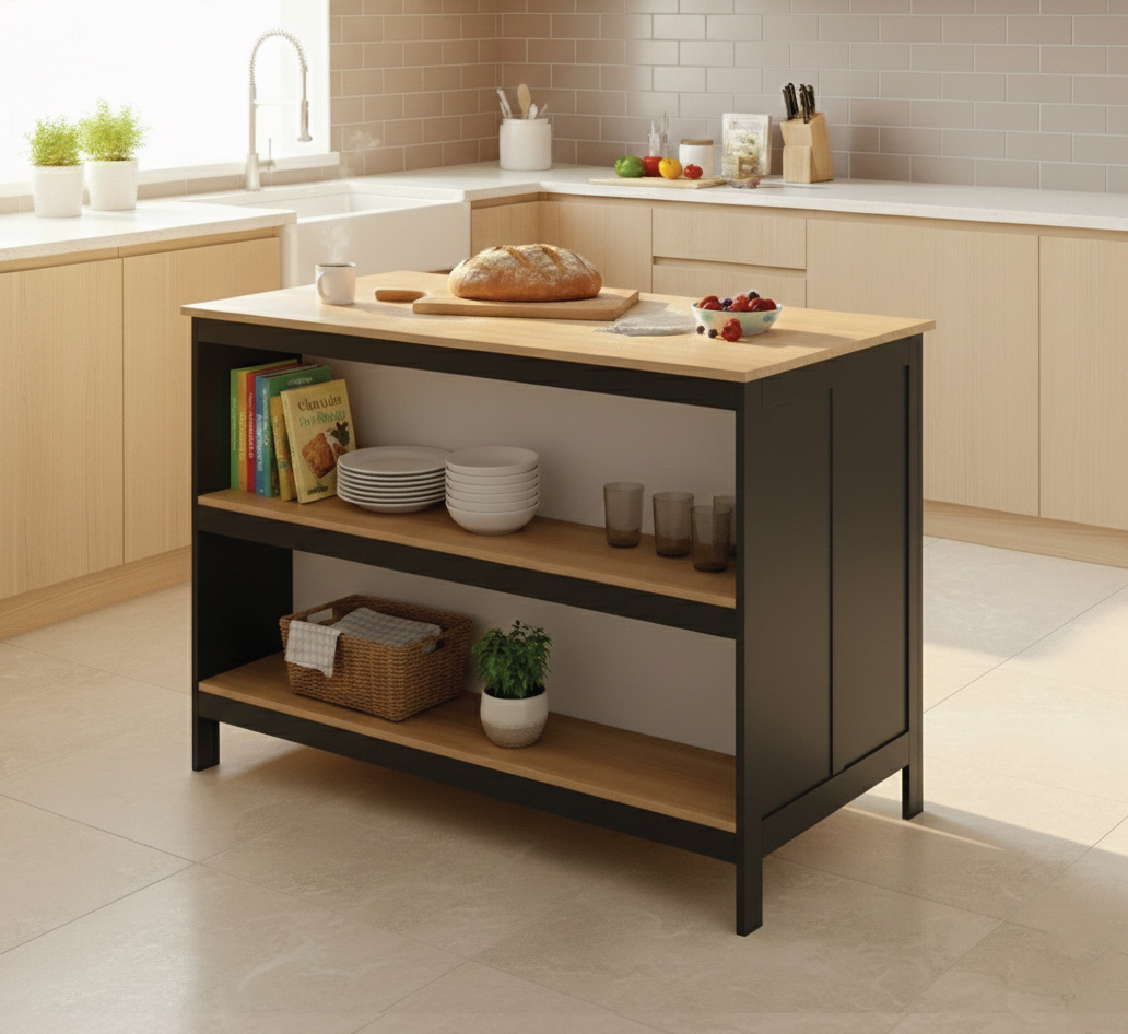 אי למטבח משולב שולחן בר דגם עדן Eden צבע שחור עם עץ יוקרתי | מבית WOODY