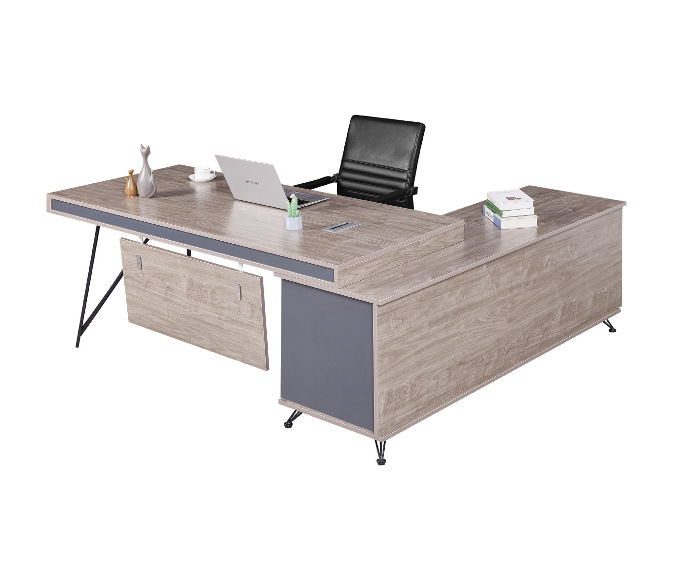 שולחן מנהלים מעוצב עם שלוחה שמאלית דגם Liam מבית WOODY – תמונה 2