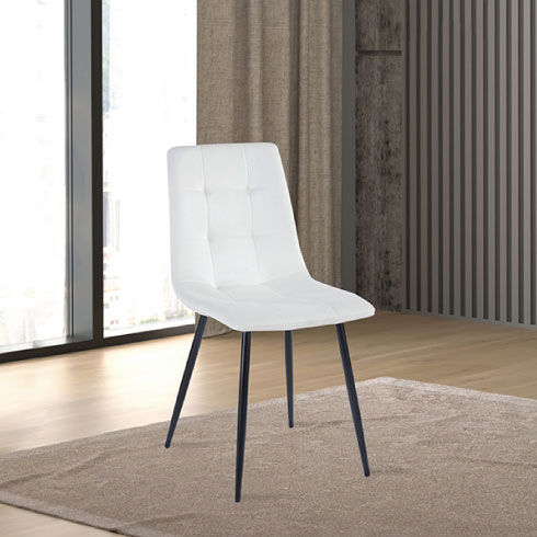 סט מהודר של 4 כסאות לפינת אוכל מבד קטיפה דגם כלנית Kalanit בגוון לבן WOODY