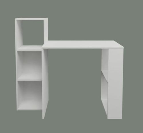 שולחן מחשב עם ספרייה משולבת בעיצוב Libron – צבע לבן WOODY – תמונה 3