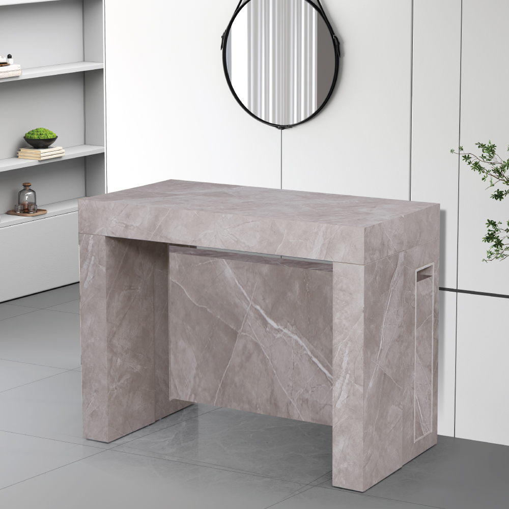 קונסולה נפתחת לפינת אוכל 3 מטר דגם הרמס בצבע אפור שיש מבית WOODY