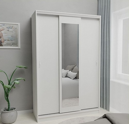 ארון הזזה WOODY - דגם Ethel לבן עם 3 דלתות ברוחב 130!