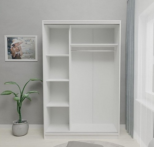 ארון הזזה WOODY - דגם Ethel לבן עם 3 דלתות ברוחב 130! – תמונה 3