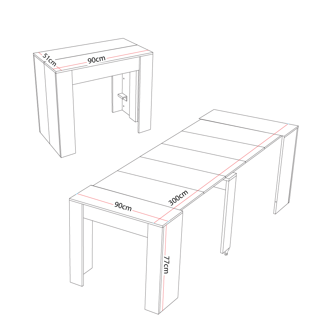 קונסולת פינת אוכל נפתחת 3 מטר דגם זאוס לבן מבית WOODY – תמונה 6