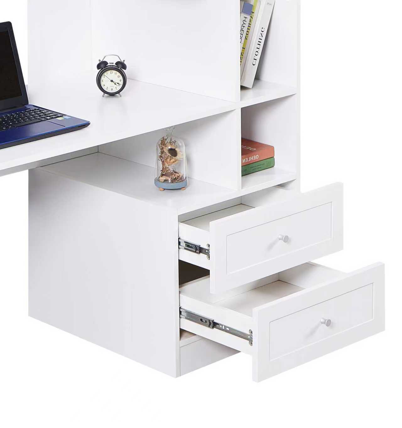 שולחן תלמיד ייחודי עם ספרייה דגם שקד Shaked בלבן מבית WOODY – תמונה 7