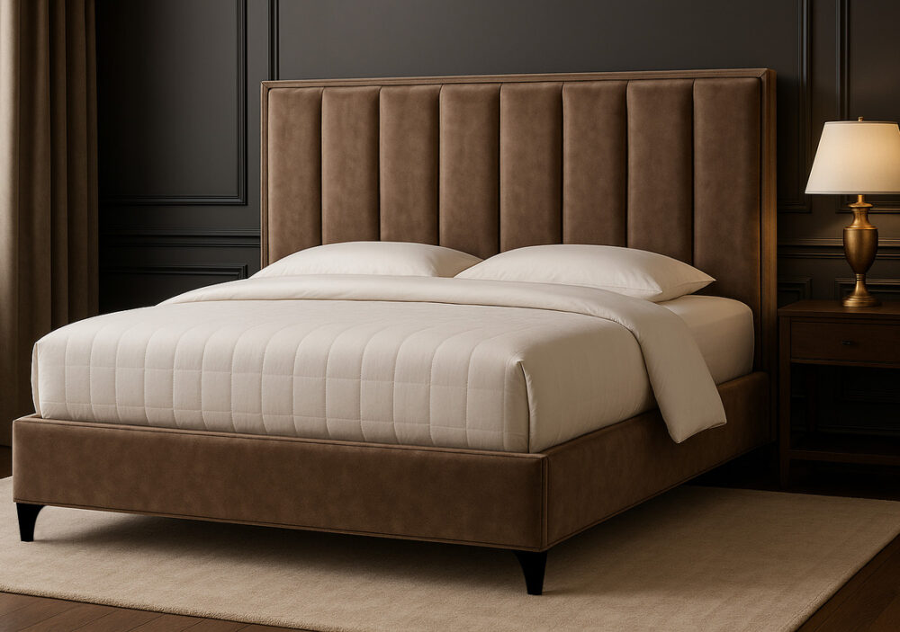 מיטת פרימיום זוגית יוקרתית בעיצוב נייס - כחול לבן WOODY