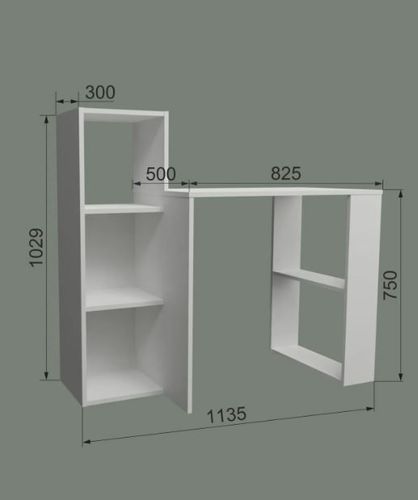 שולחן מחשב עם ספרייה משולבת בעיצוב Libron – צבע לבן WOODY – תמונה 4