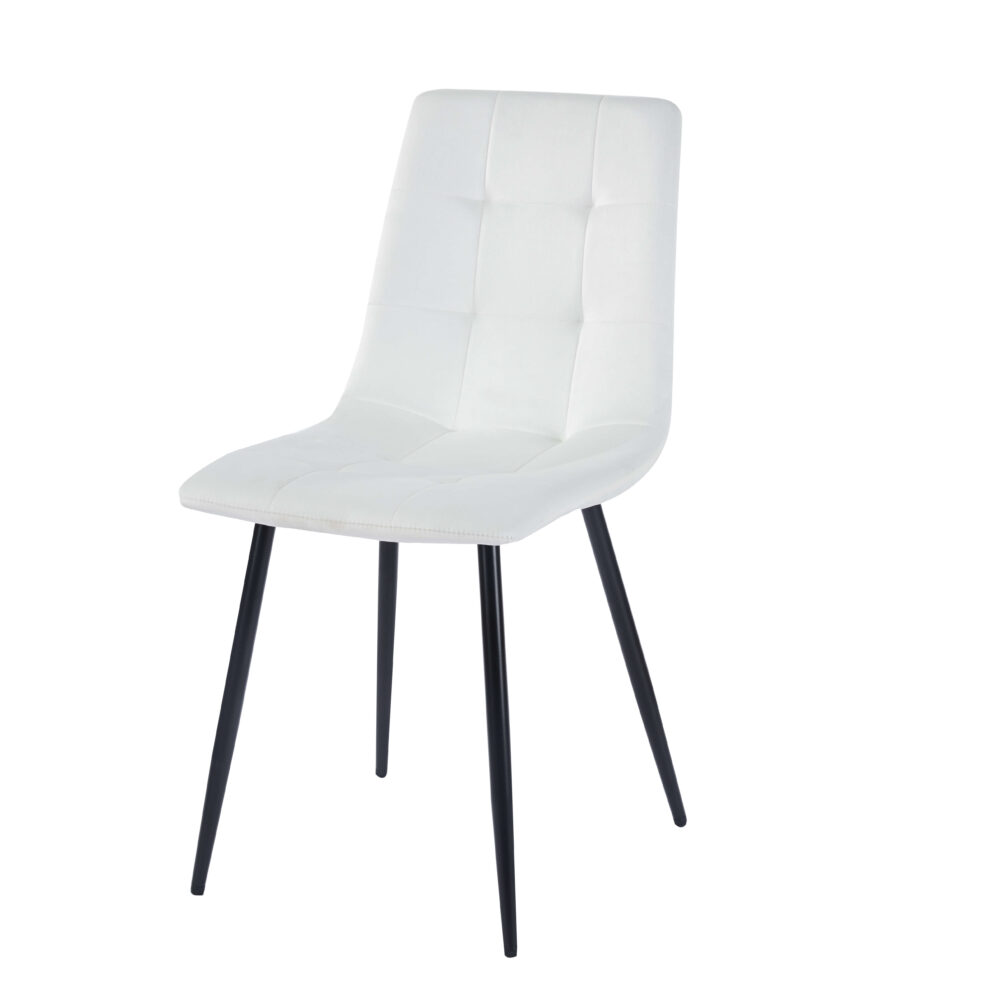 כיסא קטיפה יוקרתי לפינת אוכל דגם כלנית Kalanit בצבע לבן מבית WOODY