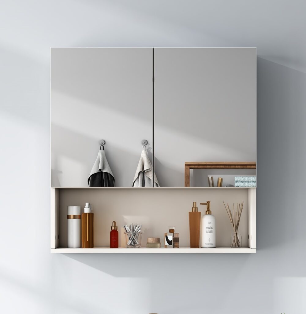 ארון אמבטיה תלוי יוקרתי עם מראה ומדף מדגם נובה WOODY