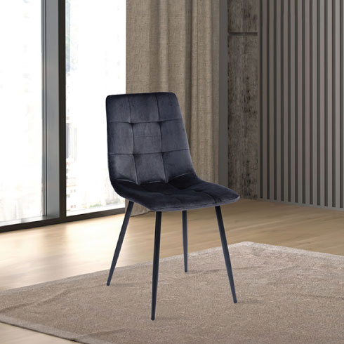 סט 4 כסאות קטיפה שחורים לפינת אוכל דגם כלנית מבית WOODY