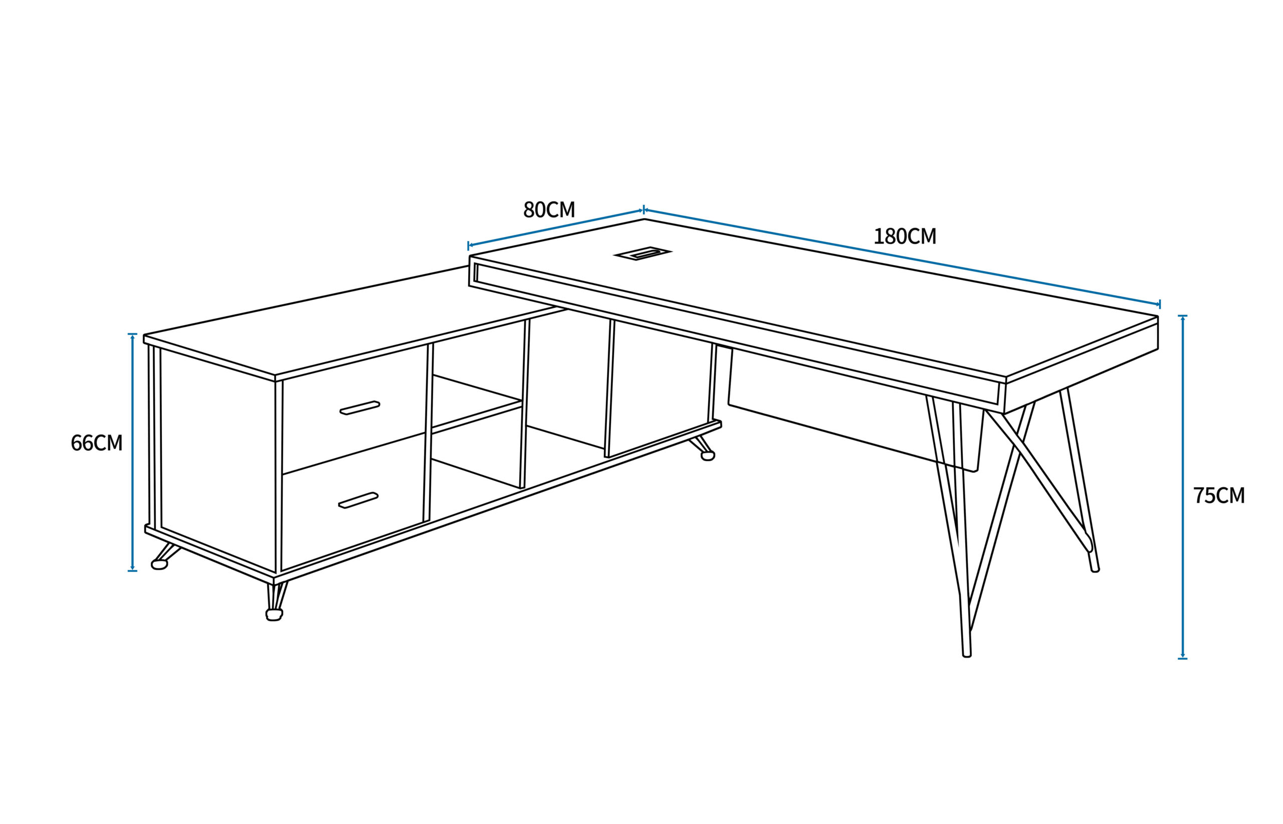 שולחן מנהלים מעוצב עם שלוחה שמאלית דגם Liam מבית WOODY – תמונה 6
