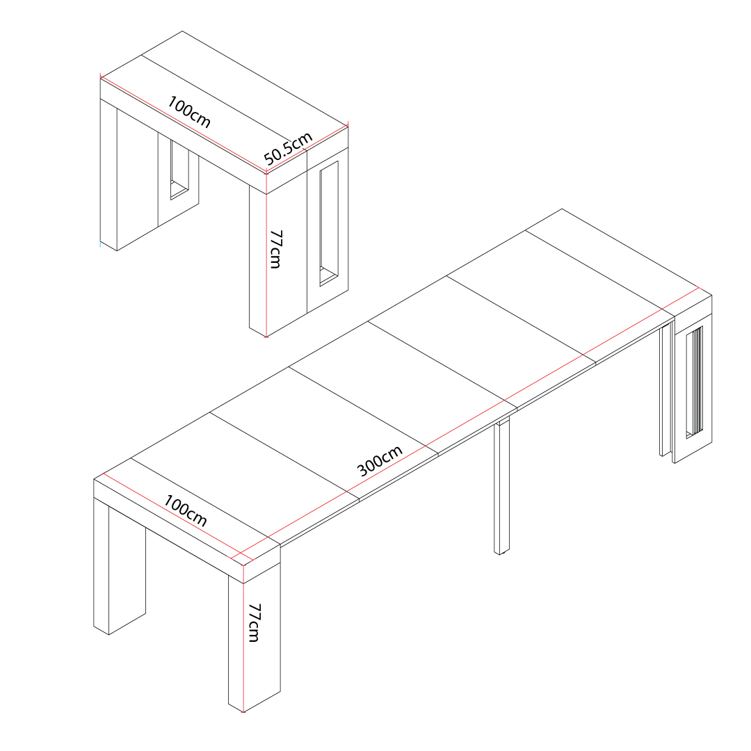 קונסולה נפתחת לפינת אוכל 3 מטר דגם הרמס בצבע אפור שיש מבית WOODY – תמונה 7