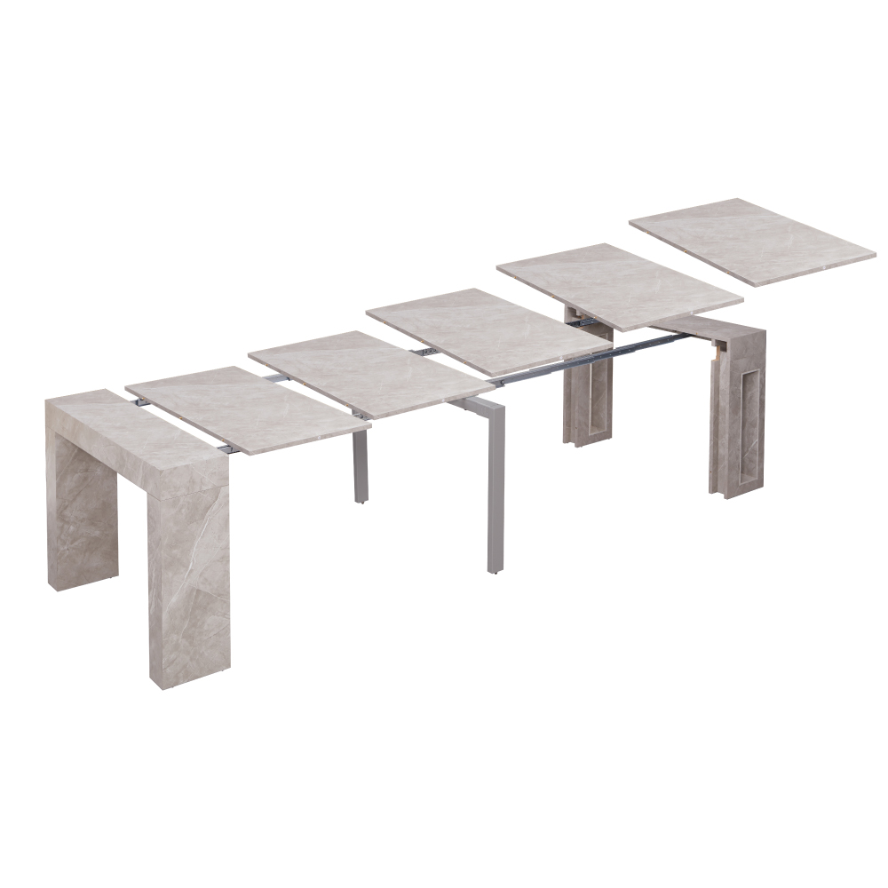 קונסולה נפתחת לפינת אוכל 3 מטר דגם הרמס בצבע אפור שיש מבית WOODY – תמונה 6