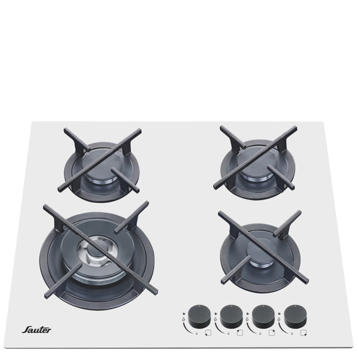 כיריים זכוכית SAUTER SHG359W עם 4 מבערי DEFENDI איטלקיים