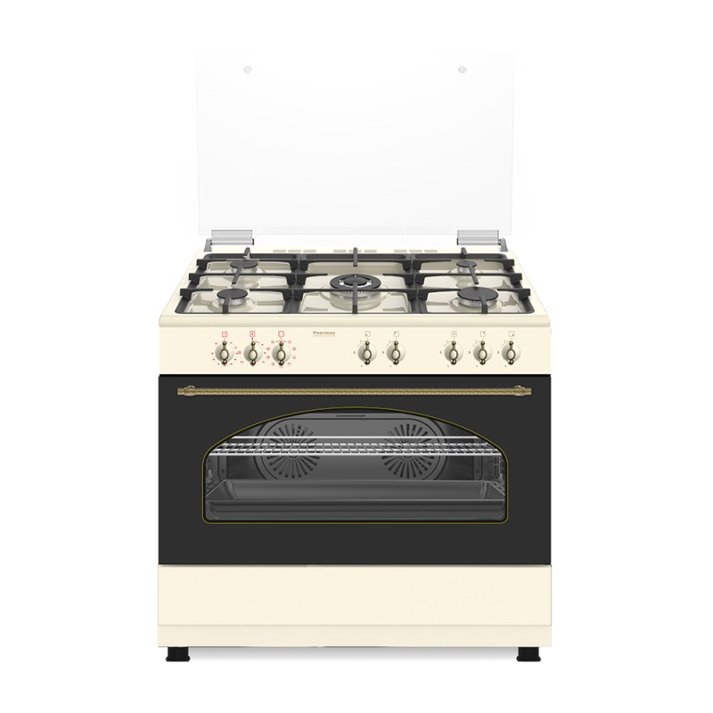 תנור משולב גז 90 פרמיום פירלס PR 9060R BEJ ST רטרו כפרי בז’ Peerless