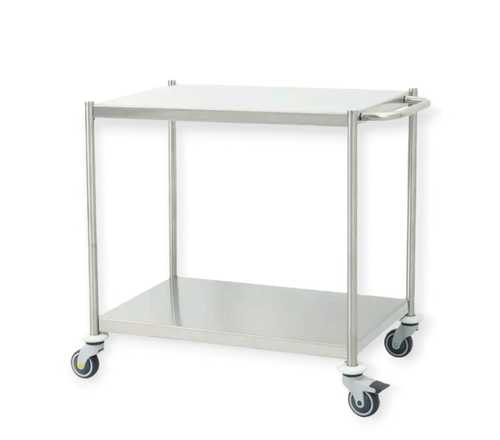 עגלת נירוסטה עם גלגלים 120/60/90 ס"מ עם ידית דחיפה