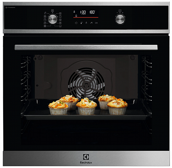 תנור בנוי 72 ליטר Electrolux אלקטרולוקס EOD6F77WX זכוכית שחורה משולב נירוסטה | 600 SteamBake