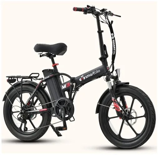 אופניים חשמליים 18A מתקפליים סמארט פרימיום M3 שחור אדום מט צג דיגיטלי