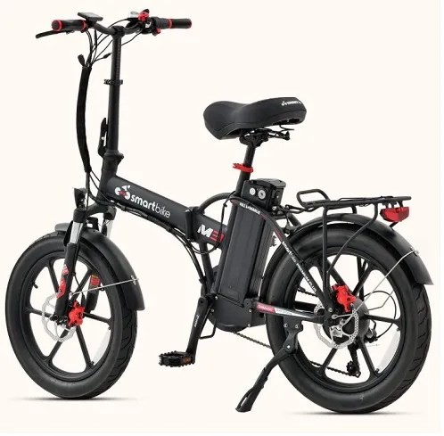 אופניים חשמליים 18A מתקפליים סמארט פרימיום M3 שחור אדום מט צג דיגיטלי – תמונה 2