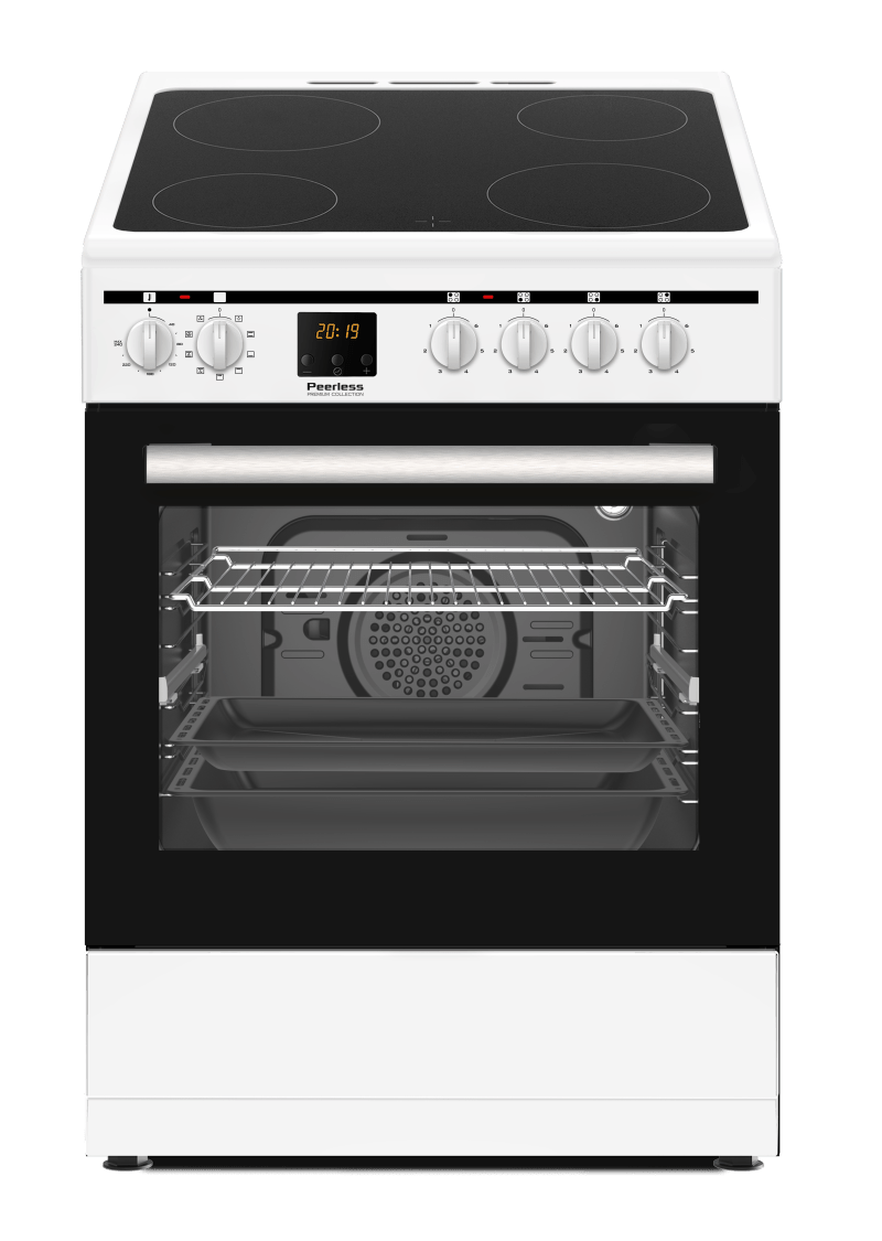 תנור משולב משטח קרמי 60 ס”מ PR 6060 VTR WHT לבן פירלס PEERLESS