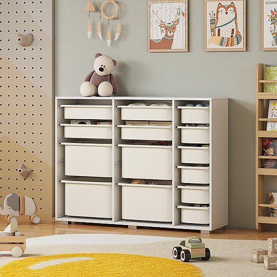 שידת איחסון מכלים רחבה בגוון לבן דגם פליי PLAY מבית סטאר שופ STAR SHOP