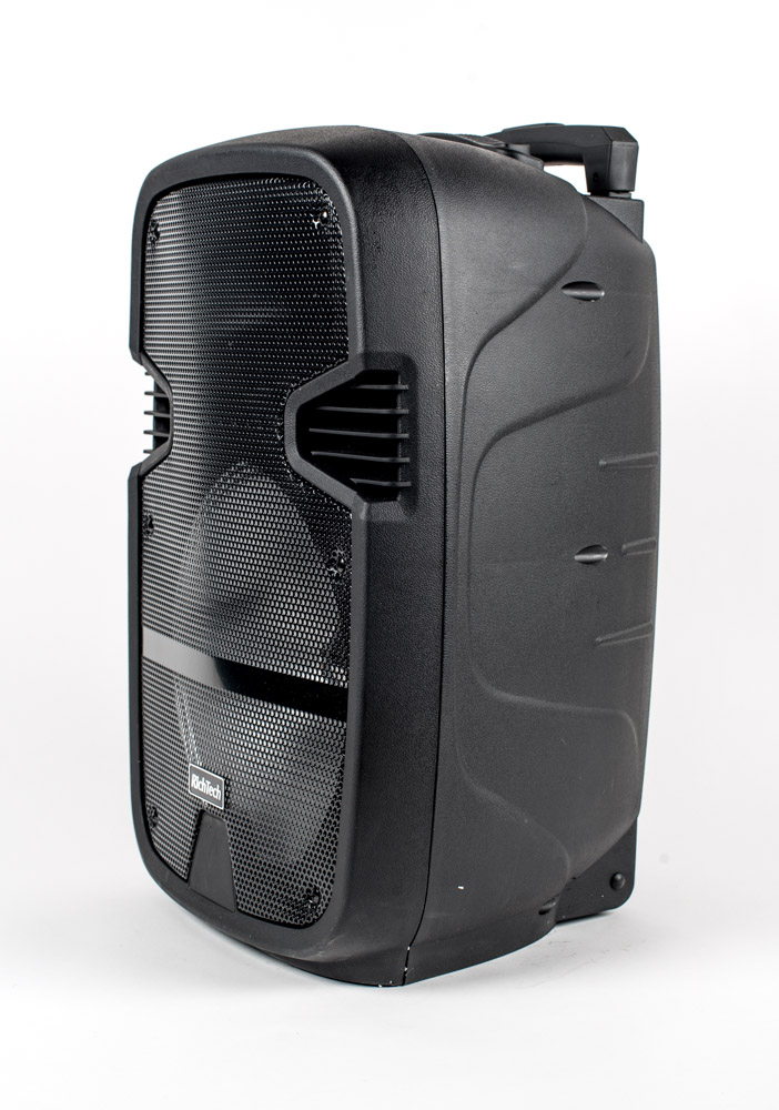 בידורית קריוקי ניידת 12 אינץ' RichTech RT12 עם 2 מיקרופונים - קונקטור