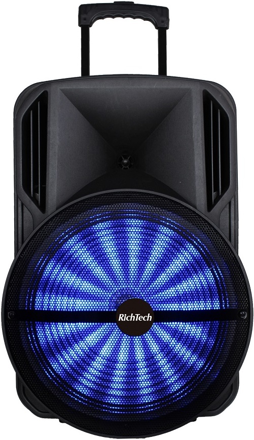 בידורית קריוקי ניידת 15 אינץ' RICHTECH RT15 עם שני מיקרופונים - קונקטור