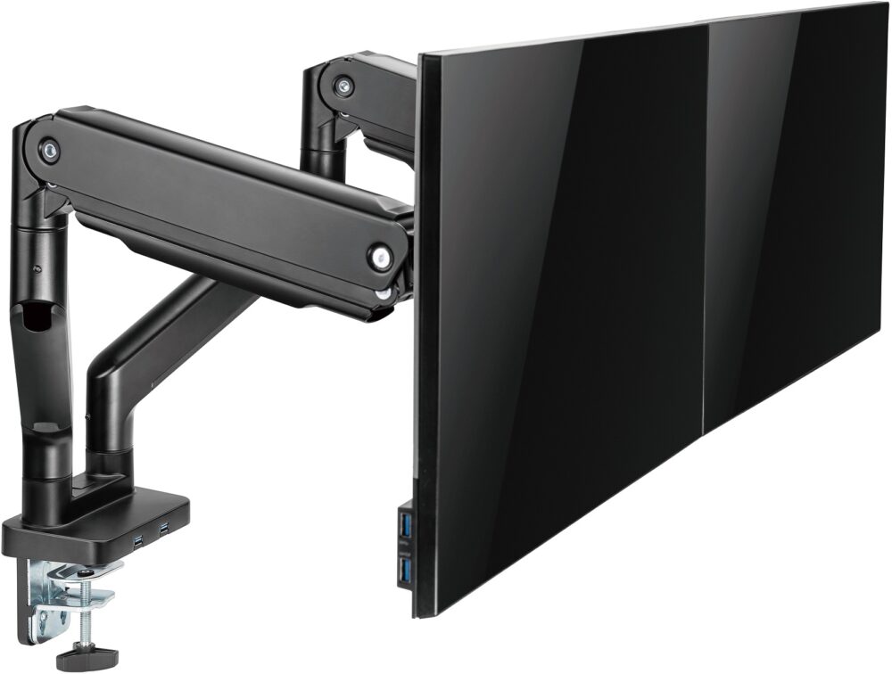 זרוע כפולה לשני מסכים עד 35 אינץ' עם חיבורי USB - קונקטור