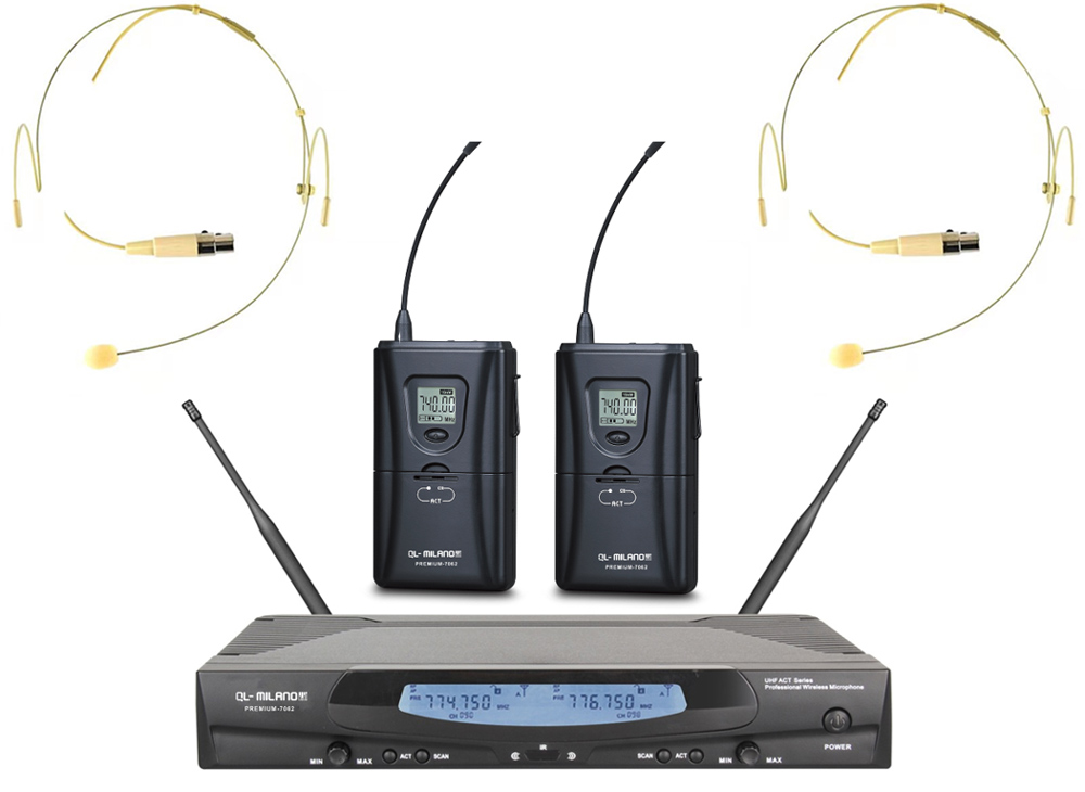 מערכת מיקרופונים אלחוטית QL Milano עם שני מדונות - קונקטור