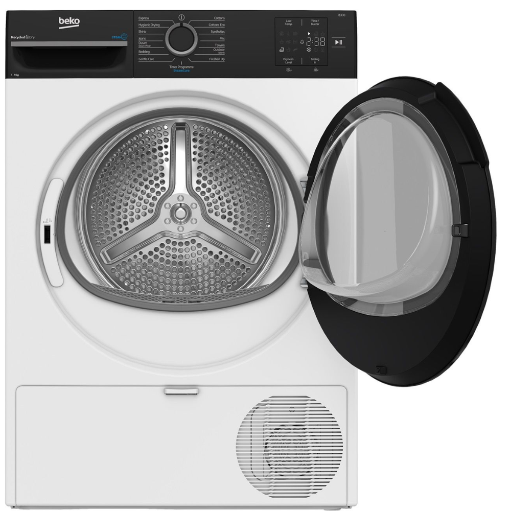 מייבש כביסה פתח חזית BEKO BM3T4935W עם טכנולוגיית Heat-Pump ל-9 ק"ג כביסה – תמונה 3