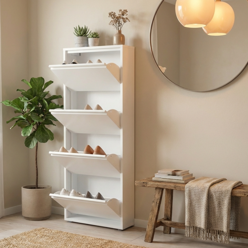 ארון נעליים SlimWall 136 צבע לבן 4 קומות