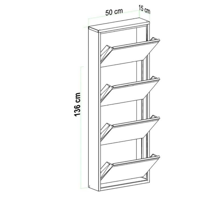 ארון נעליים SlimWall 136 צבע לבן 4 קומות – תמונה 6