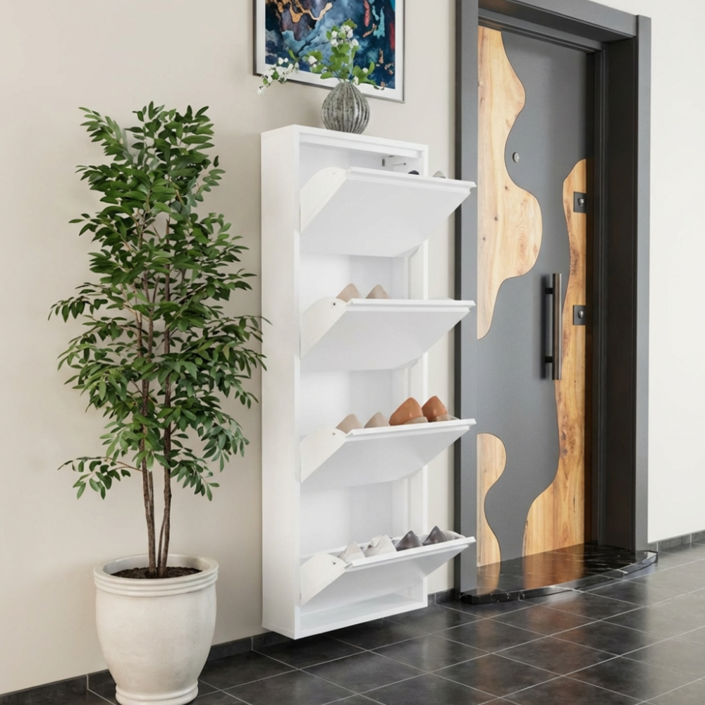 ארון נעליים SlimWall 136 צבע לבן 4 קומות – תמונה 5