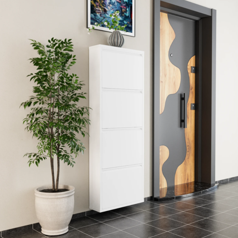 ארון נעליים SlimWall 136 צבע לבן 4 קומות – תמונה 4