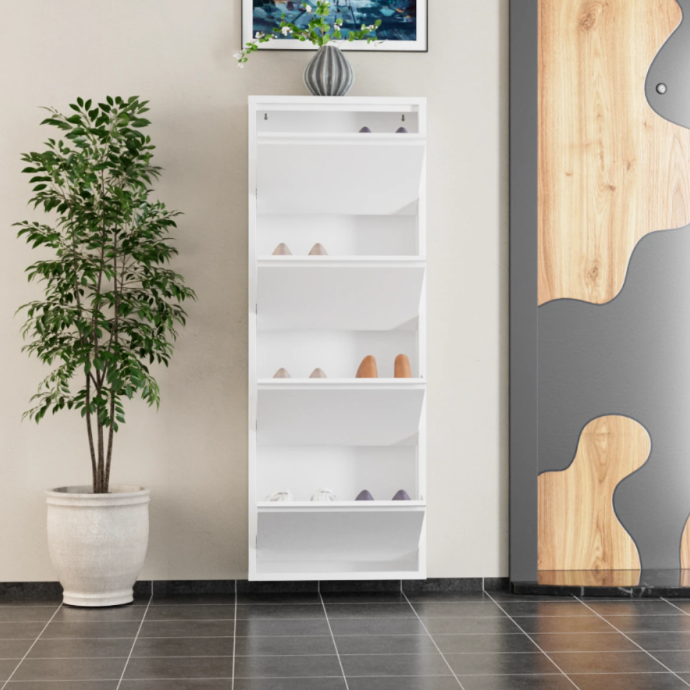 ארון נעליים SlimWall 136 צבע לבן 4 קומות – תמונה 3