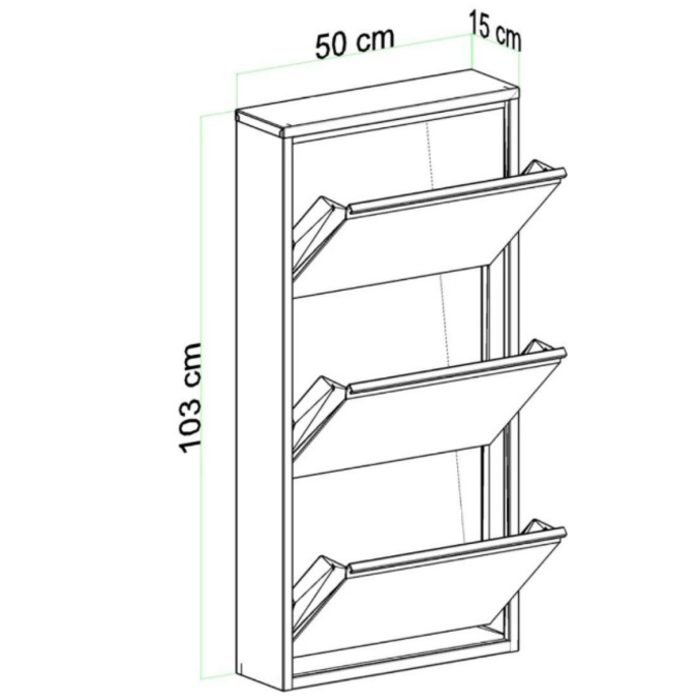 ארון נעליים SlimWall 136 צבע לבן 3 קומות – תמונה 5