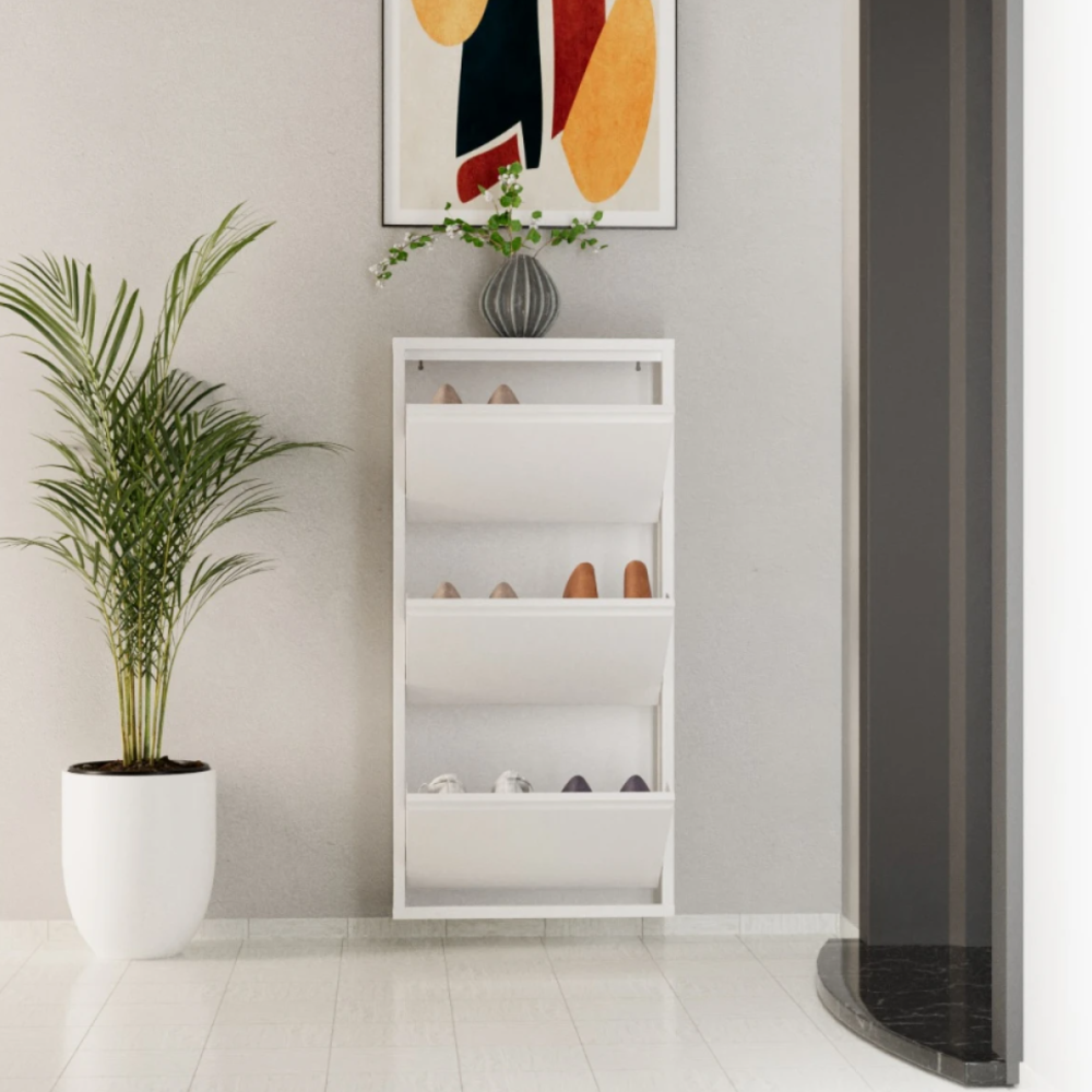ארון נעליים SlimWall 136 צבע לבן 3 קומות – תמונה 4