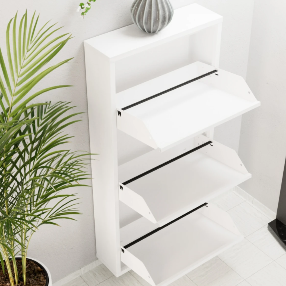 ארון נעליים SlimWall 136 צבע לבן 3 קומות – תמונה 3