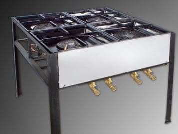 כיריים גז ארבע להבות, גודל 100X100, גובה 75 ס"מ עם אישור מכון התקנים. מספר ראשים: 106+108