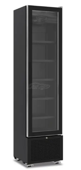 מקרר תצוגה שחור צר 220 ליטר תעשייתי