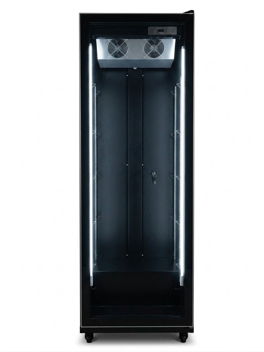 מקרר תצוגה ושתייה עומד שחור דלת זכוכית פלזמה 400 ליטר