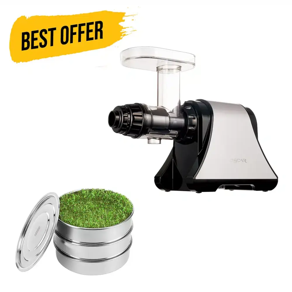 ערכת ניקוי רעלים עם מסחטת מיץ Oscar DA-1200 ומנבטת מנירוסטה