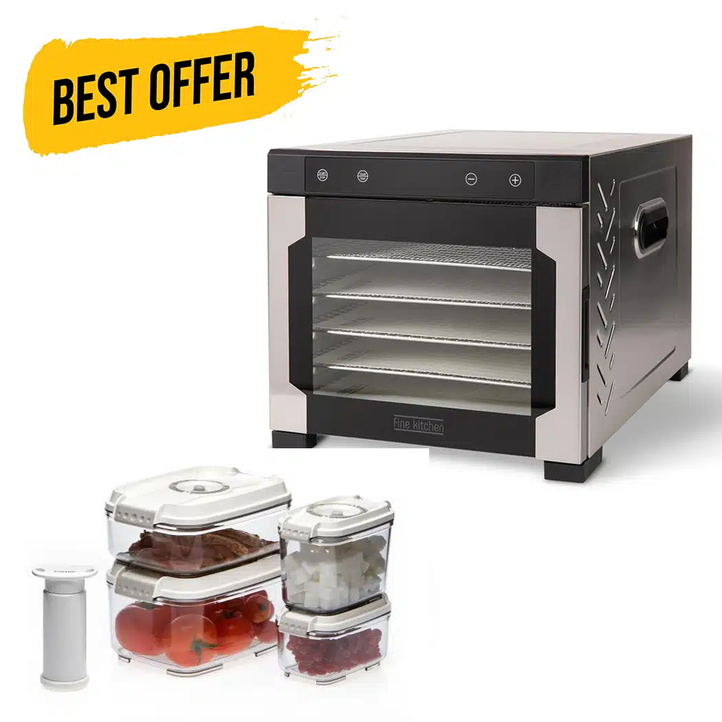 ערכת מייבש מזון עם 6 מגשים + 4 קופסאות וואקום ומשאבה