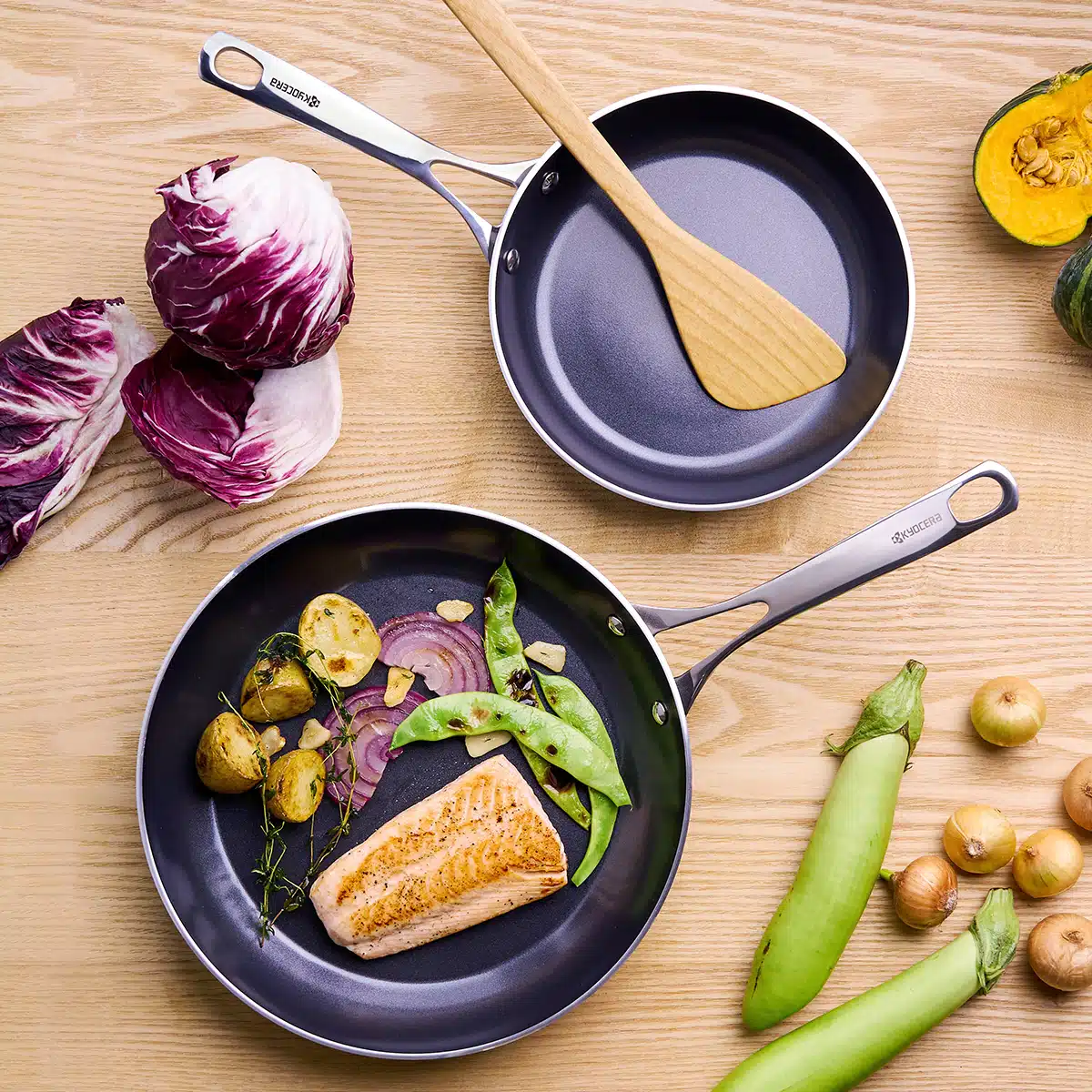 מחבת קרמית נון סטיק Kyocera במידות 20/26/30 ס"מ – תמונה 2