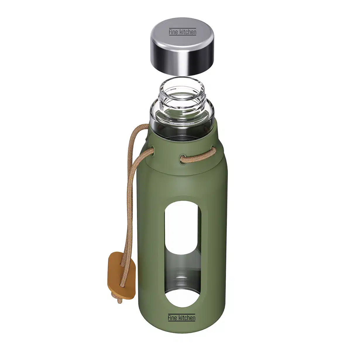 בקבוק זכוכית 0.65 ליטר לנסיעות | כולל כיסוי מגן וידית נשיאה | Fine Kitchen – תמונה 3