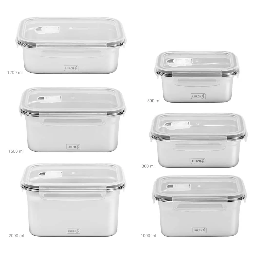 קופסת אוכל מנירוסטה עם מכסה פלסטיק במידות שונות – LURCH