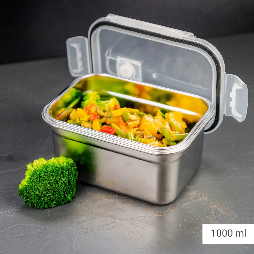 קופסת אוכל מנירוסטה עם מכסה פלסטיק במידות שונות – LURCH – תמונה 5