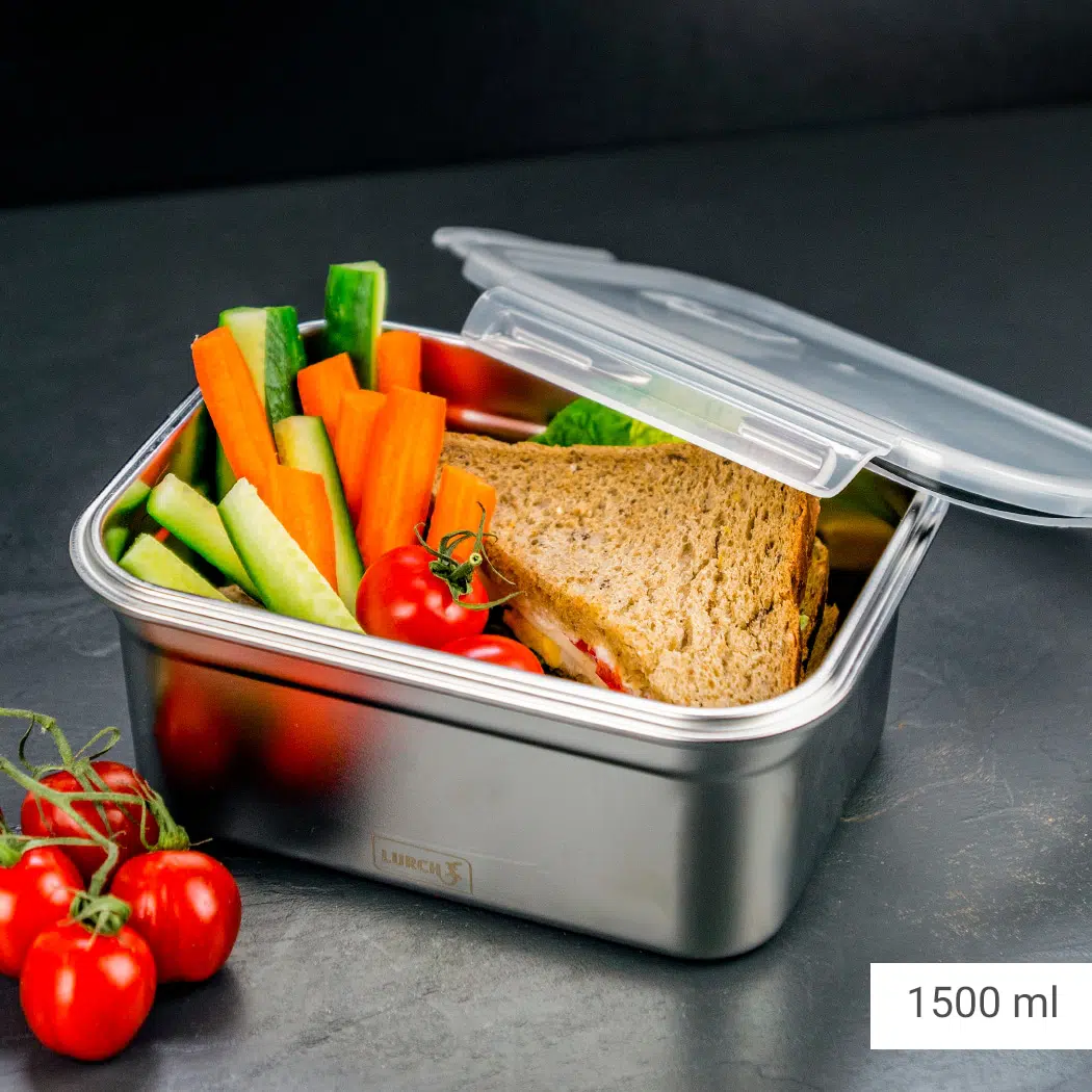 קופסת אוכל מנירוסטה עם מכסה פלסטיק במידות שונות – LURCH – תמונה 7