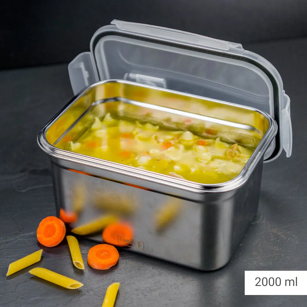 קופסת אוכל מנירוסטה עם מכסה פלסטיק במידות שונות – LURCH – תמונה 8