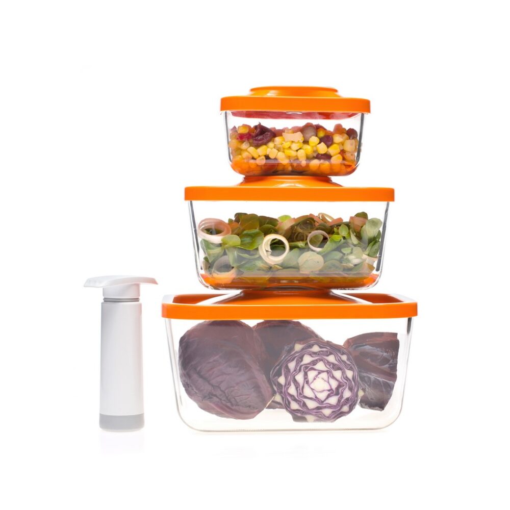 סט קופסאות זכוכית לאחסון מזון בוואקום עמוק מבית Status